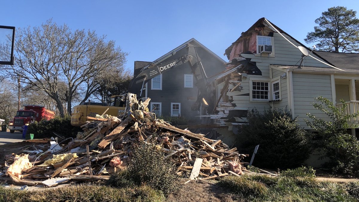 Side View of a Residential Demolition in Greenville SC