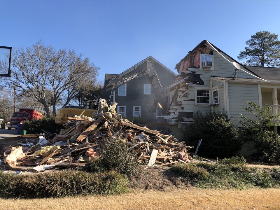 Side View of a Residential Demolition in Greenville SC